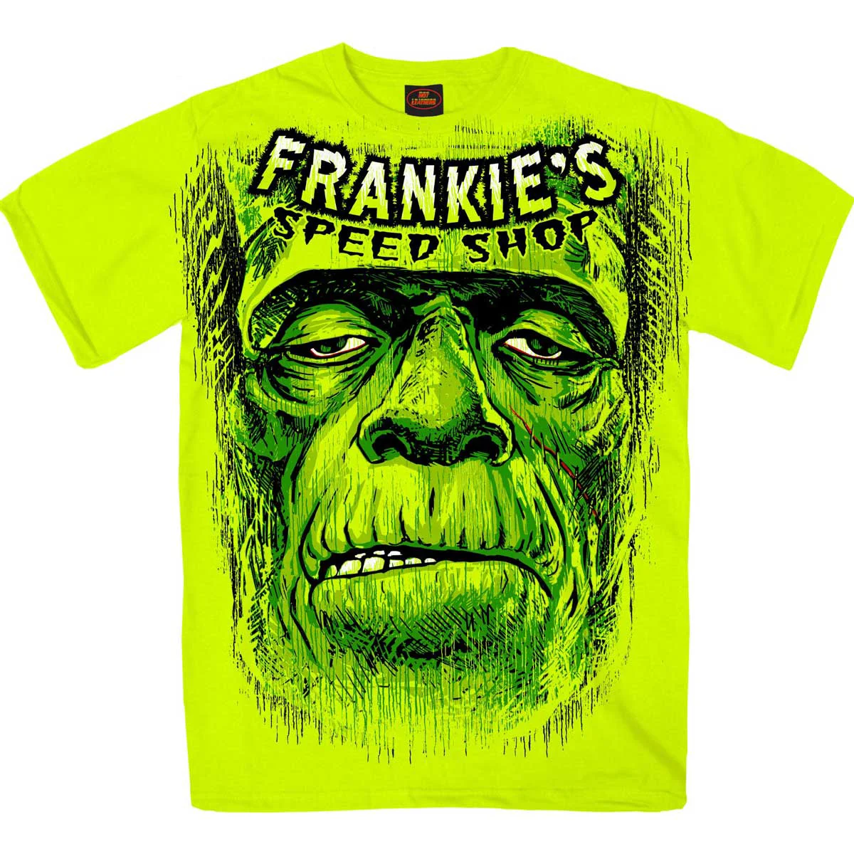 Superior Hot Leathers GMS1509 Men's Safety Green Frankie's Speed Shop Jumbo Print T-Shirt Premium