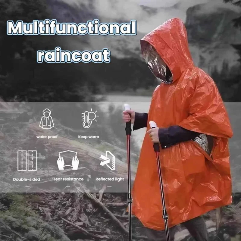 Exceptional Portable Outdoor Emergency Rain Poncho with Mylar Thermal Liner Waterproof Wind-Resistant for Camping Emergencies Easy-to-Use