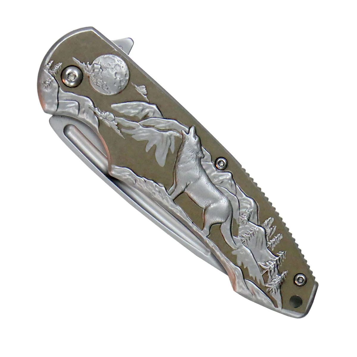 Premium Hot Leathers KNA1135 Wolf Folding 3.5 Inch Knife Lightweight