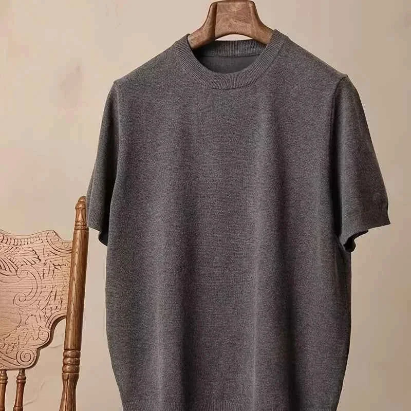 Outstanding LVLAEA Men s Charcoal Gray Round-Neck Short-Sleeve T-Shirt Natural