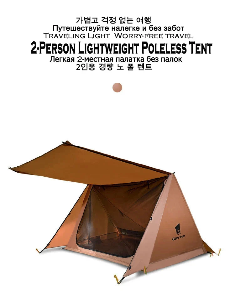 Recyclable 1-2 Person Ultralight Camping Tent – 3-Season Waterproof Backpacking Shelter Fast