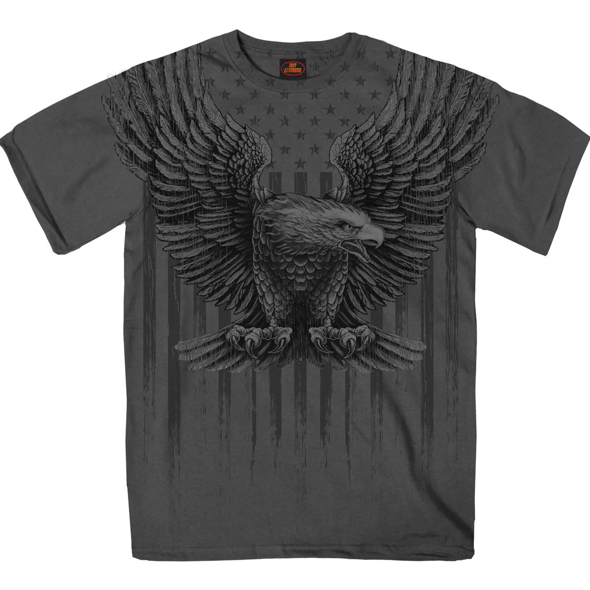 Superior Hot Leathers GMS1524 Men s Charcoal Short Sleeved Up-Wing Eagle T-Shirt Flexible