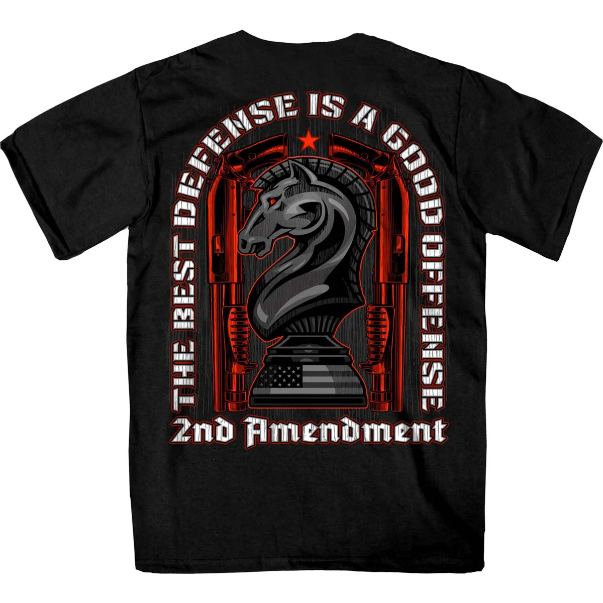 Safe Hot Leathers GMD1520 Men’s Black The Defense 2nd Amendment Short Sleeve T-Shirt Flexible