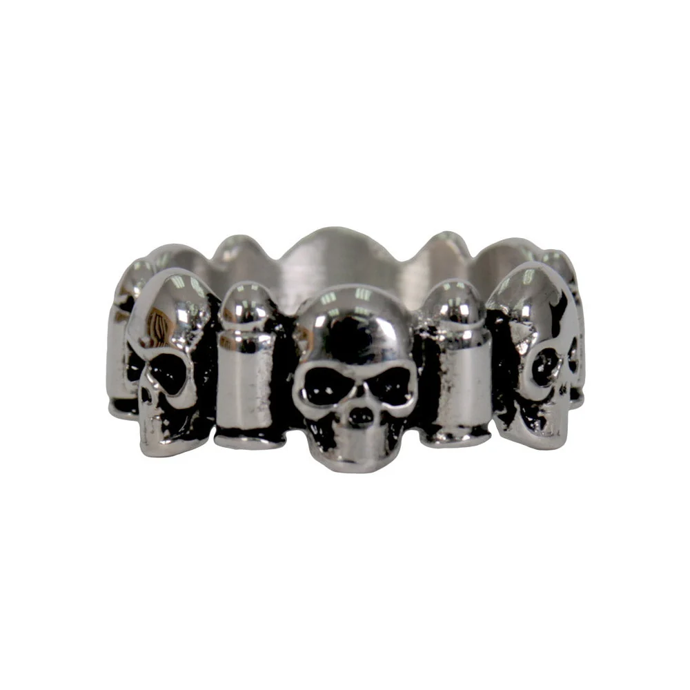 Optimized Hot Leathers JWR2142 Men’s Silver ‘Skull and Bullet’ Stainless Steel Ring Genuine