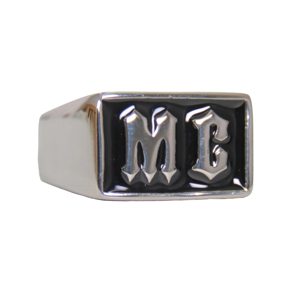 Specialty Hot Leathers JWR2129 Men’s Silver ‘MC’ Stainless Steel Ring Safe