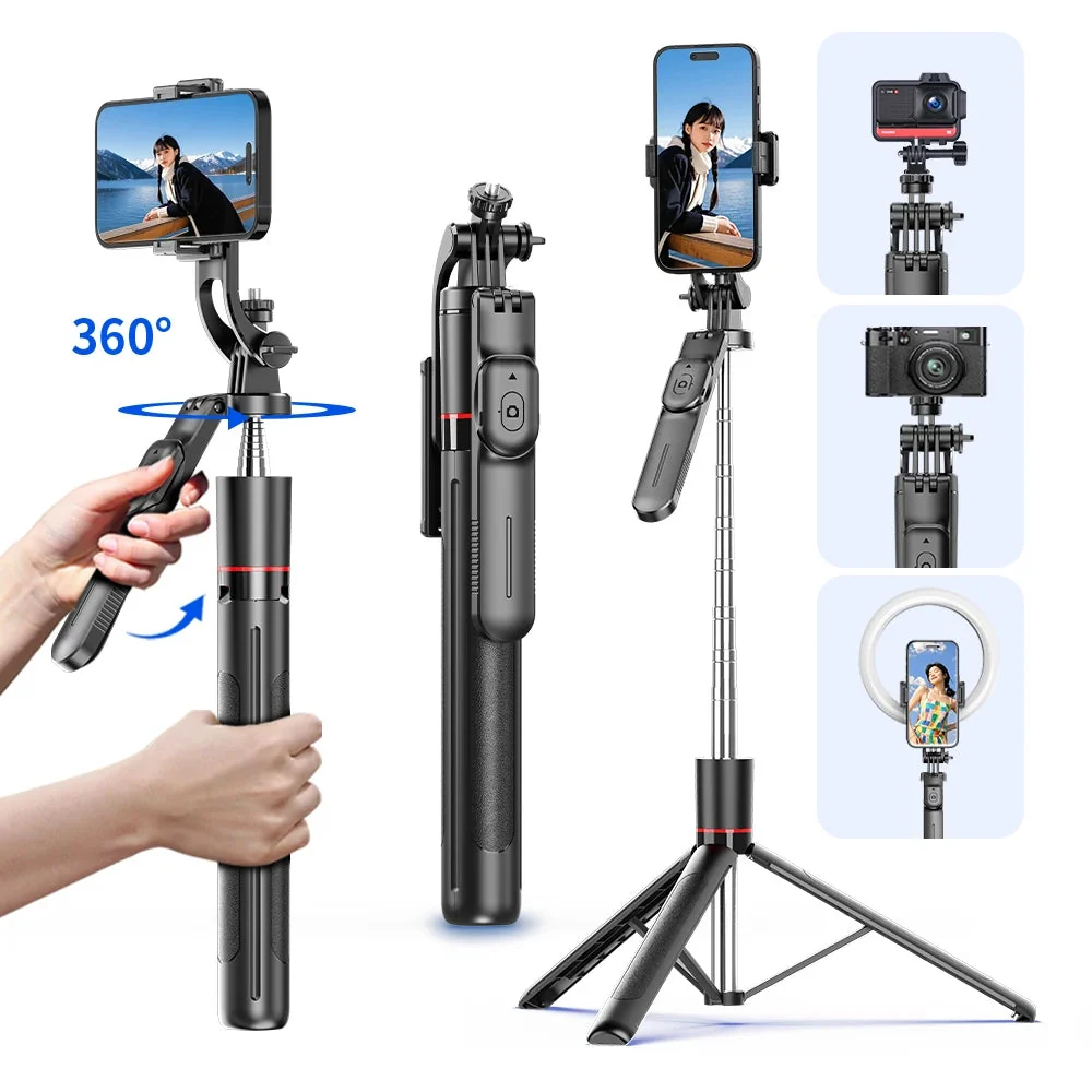 Elegant Selfie Stick Tripod 1708mm Bluetooth Remote 360° Rotation Traditional