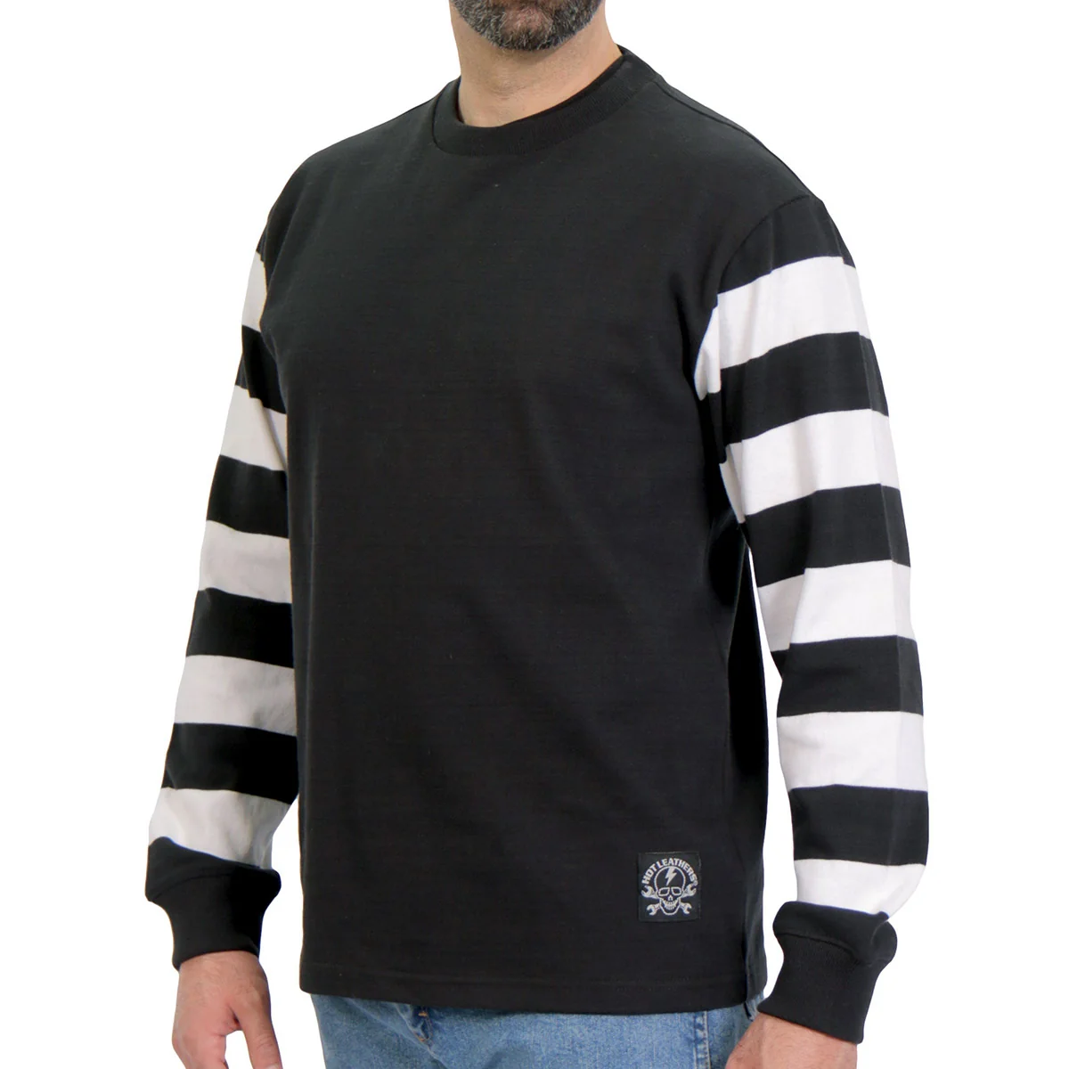 Specialty Hot Leathers GMS6002 Men’s Black and White Long Sleeve Striped Shirt Superior