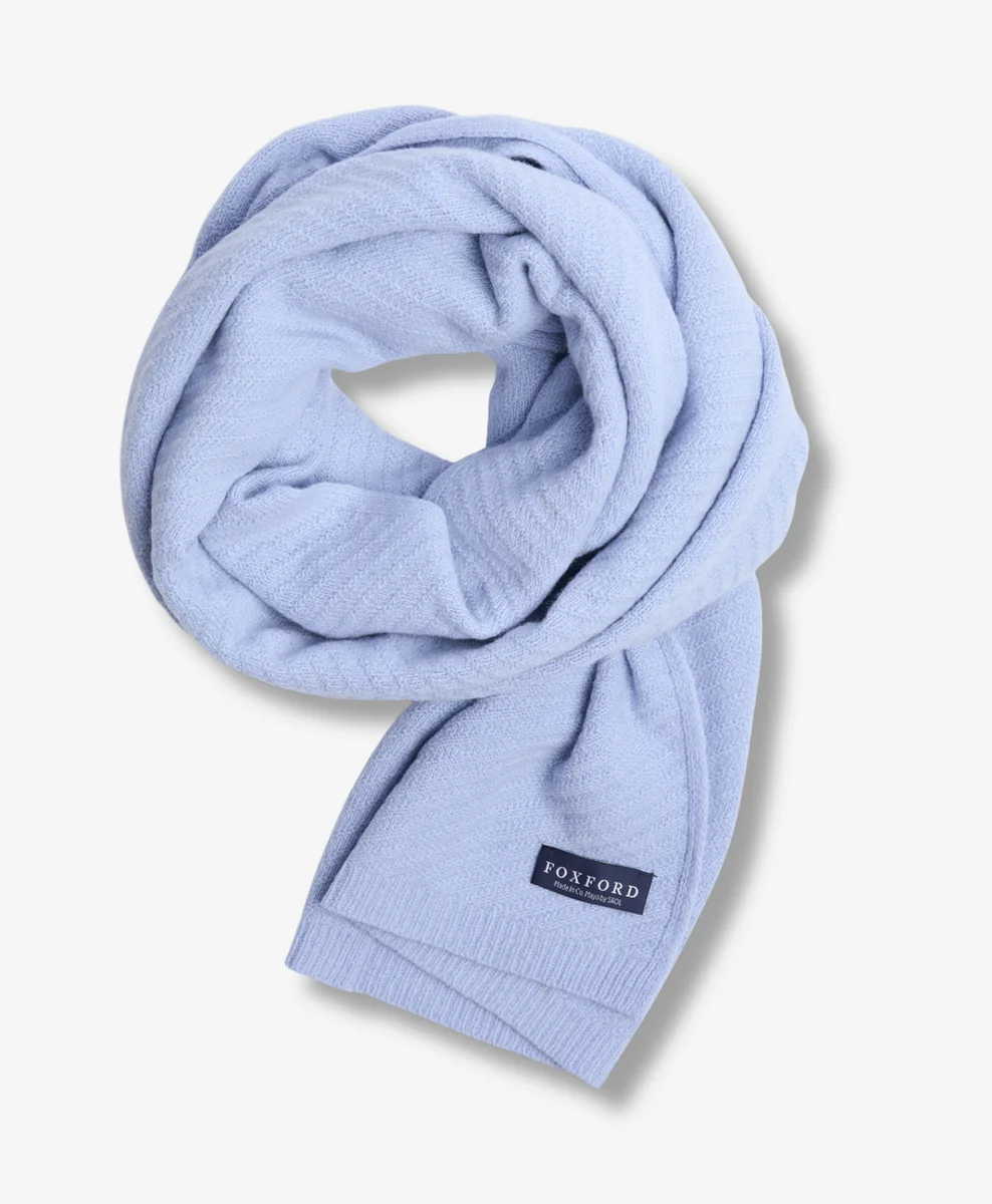 Durable Foxford Blue Knitted Lambswool Scarf Minimalist