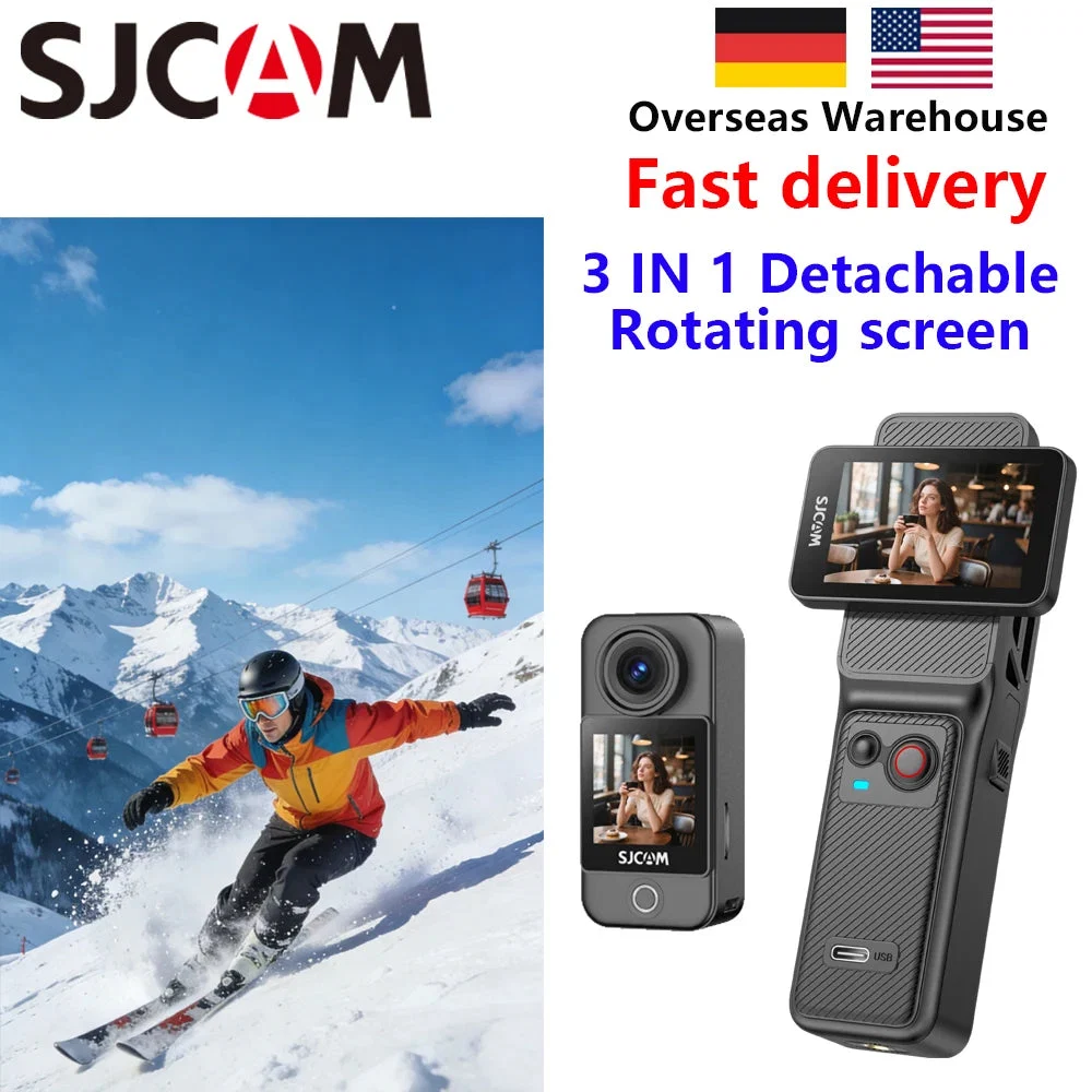 Unique SJCAM C400 4K Pocket Camcorder – Dual Stabilisation 30m Waterproof WiFi Rotating Touch Screen for Travel Vlogging Premium