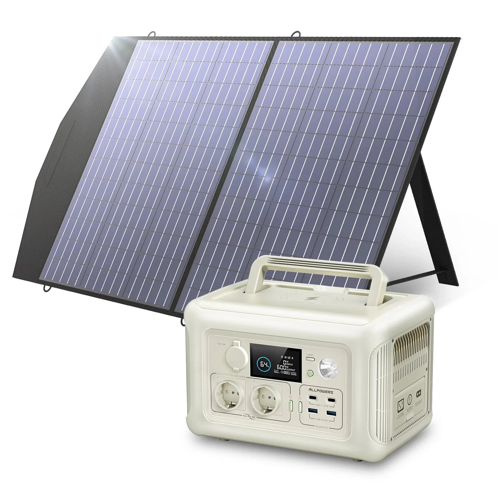 Verified ALLPOWERS R600 Portable Power Station 600W 299Wh LiFePO4 – Solar Generator with 100W Solar Panel for Camping Emergency Backup High-Performance