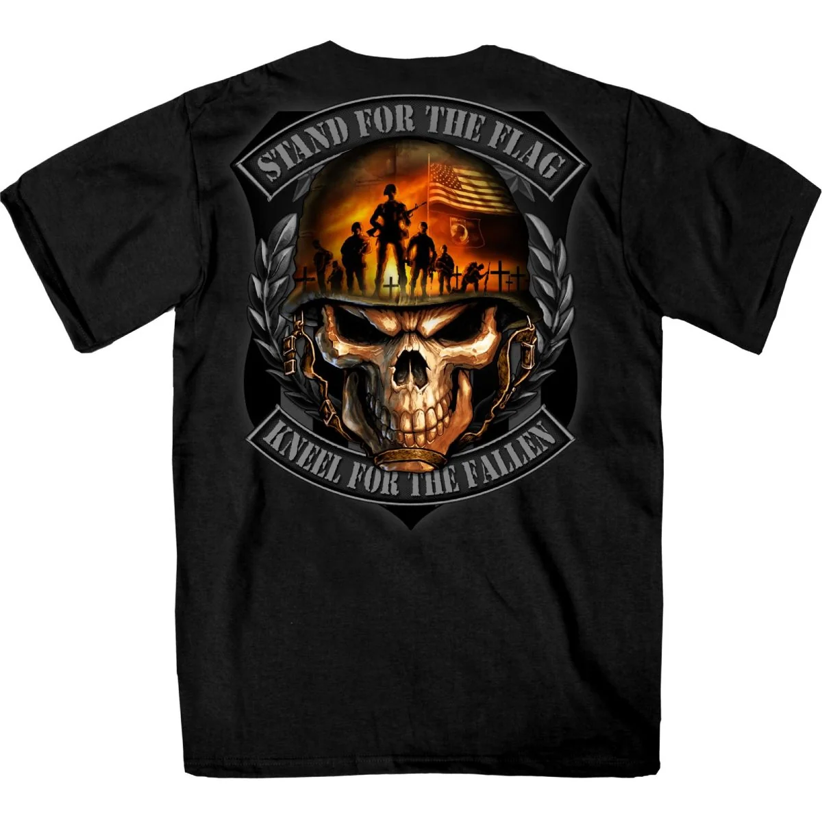 Classic Hot Leathers GMD1501 Stand for the Flag Skull T-Shirt Powerful