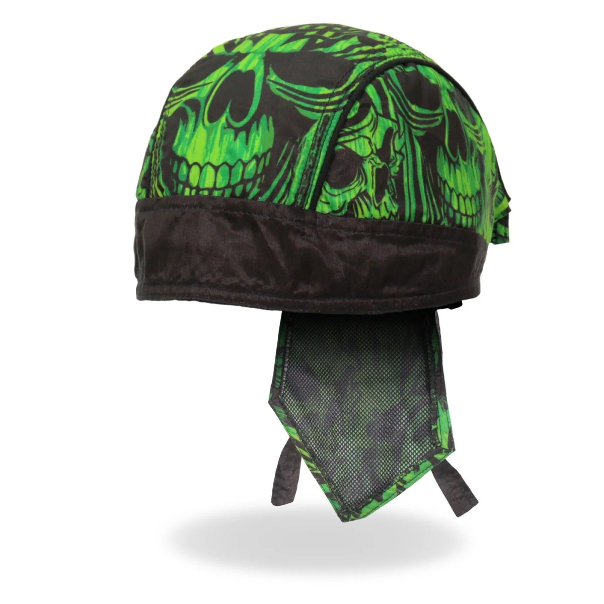 Classic Hot Leathers HWH1114 Over the Top Skulls Green Headwrap Excellent