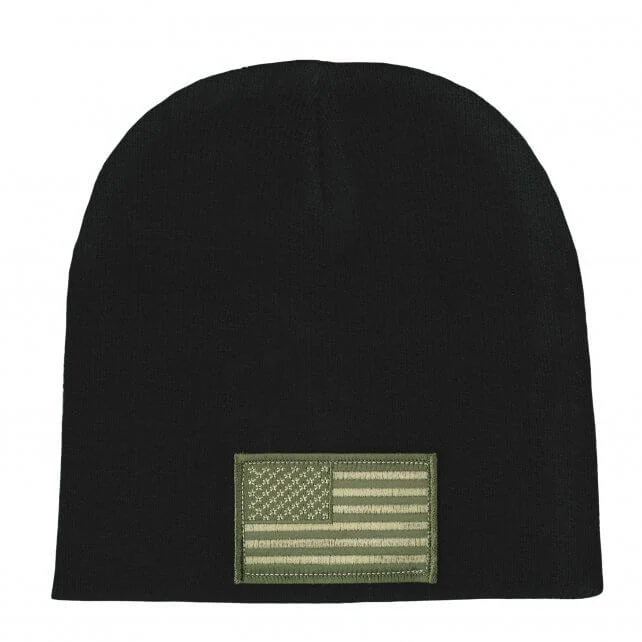 Reusable Hot Leathers KHB5003 Woodland Camo American Flag Knit Hat Secure