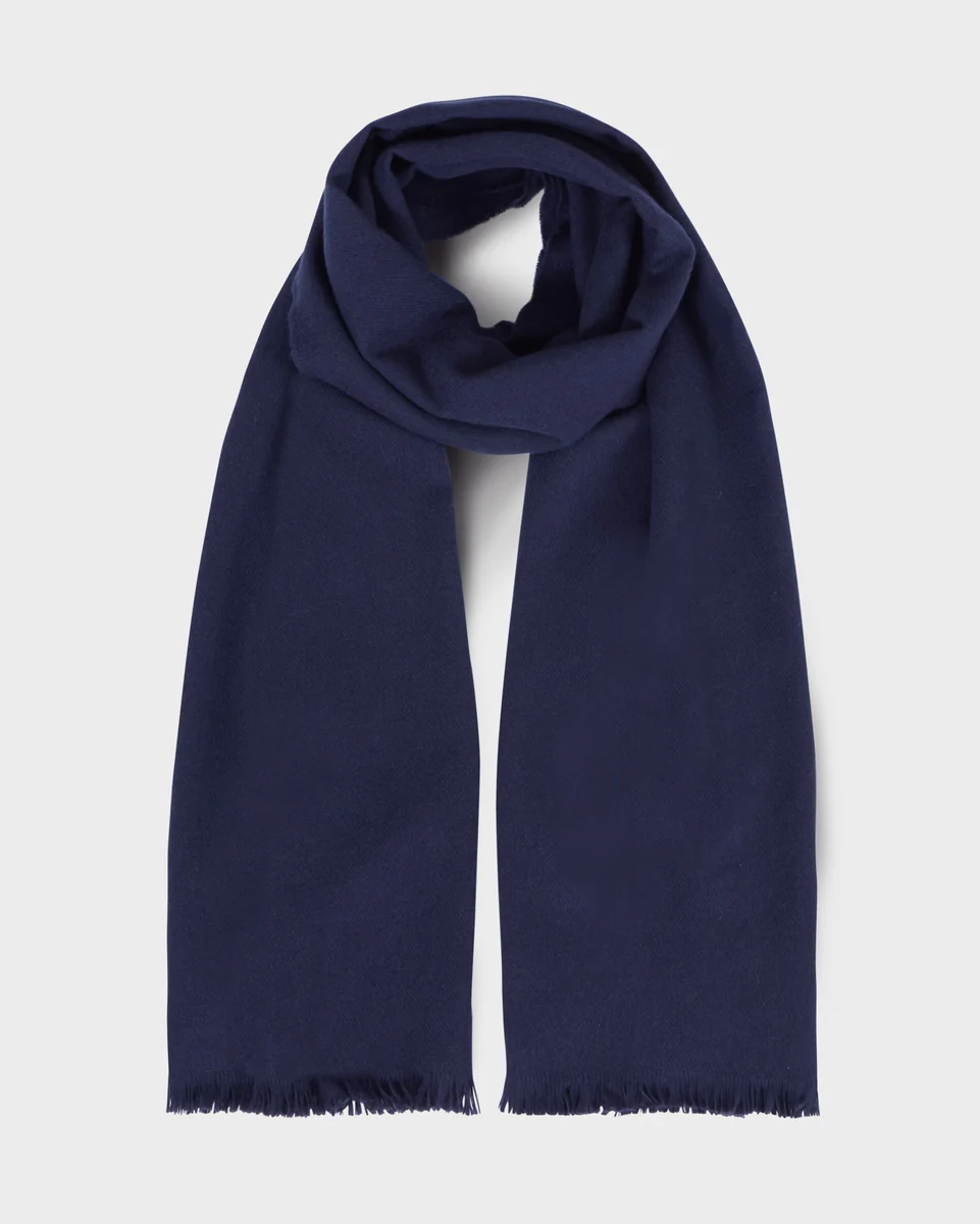 Recyclable Foxford Solid Navy Fine Wool Cashmere Blend Scarf Fashionable