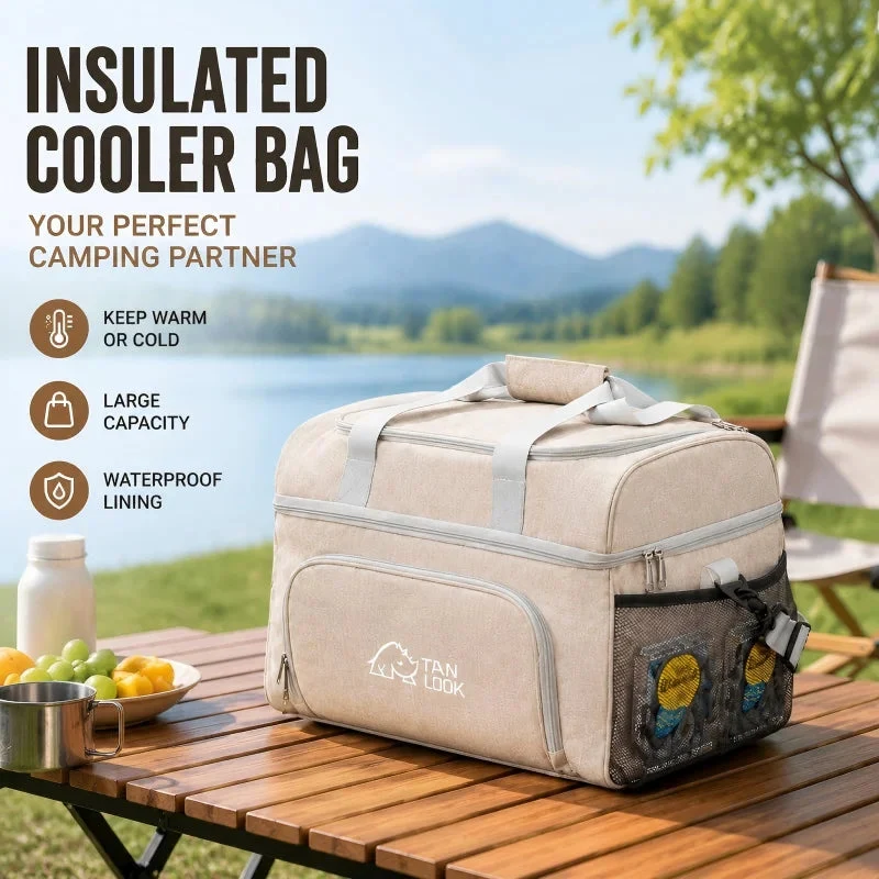 Verified Large Capacity Insulated Camping Ice Bag – Portable Hand-Held Thermal Cooler Tote for Outdoor Sports Picnics Camping Versatile