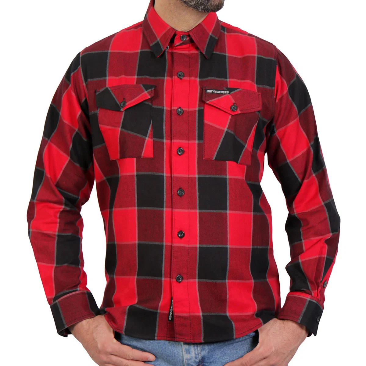 Soft Hot Leathers FLM2019 Men’s Red Black and Gray Long Sleeve Flannel Shirt Selected