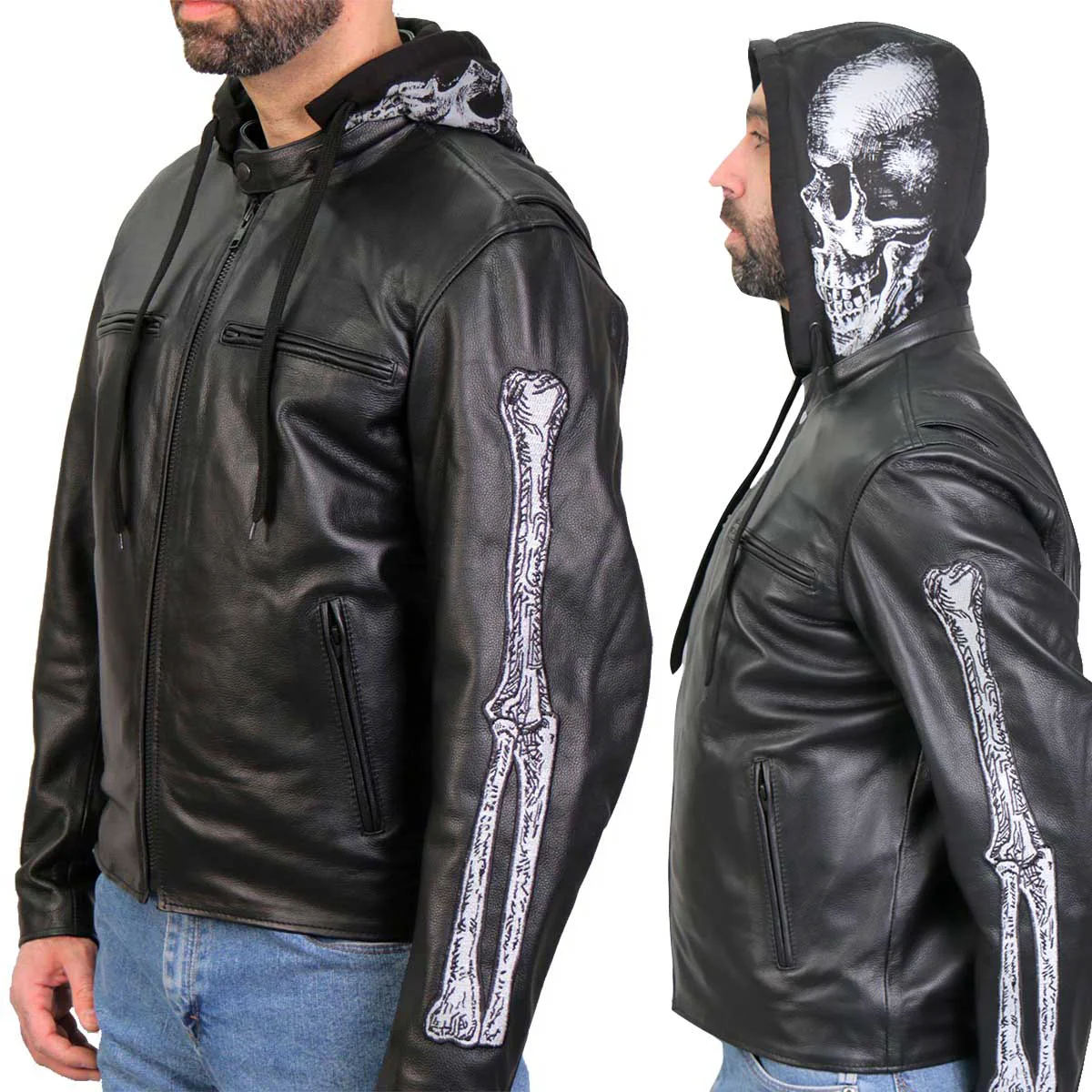 Luxury Hot Leathers Men’s Grave Thread Leather Motorcycle Jacket – JKM1031 GRAVE THREAD Optimized