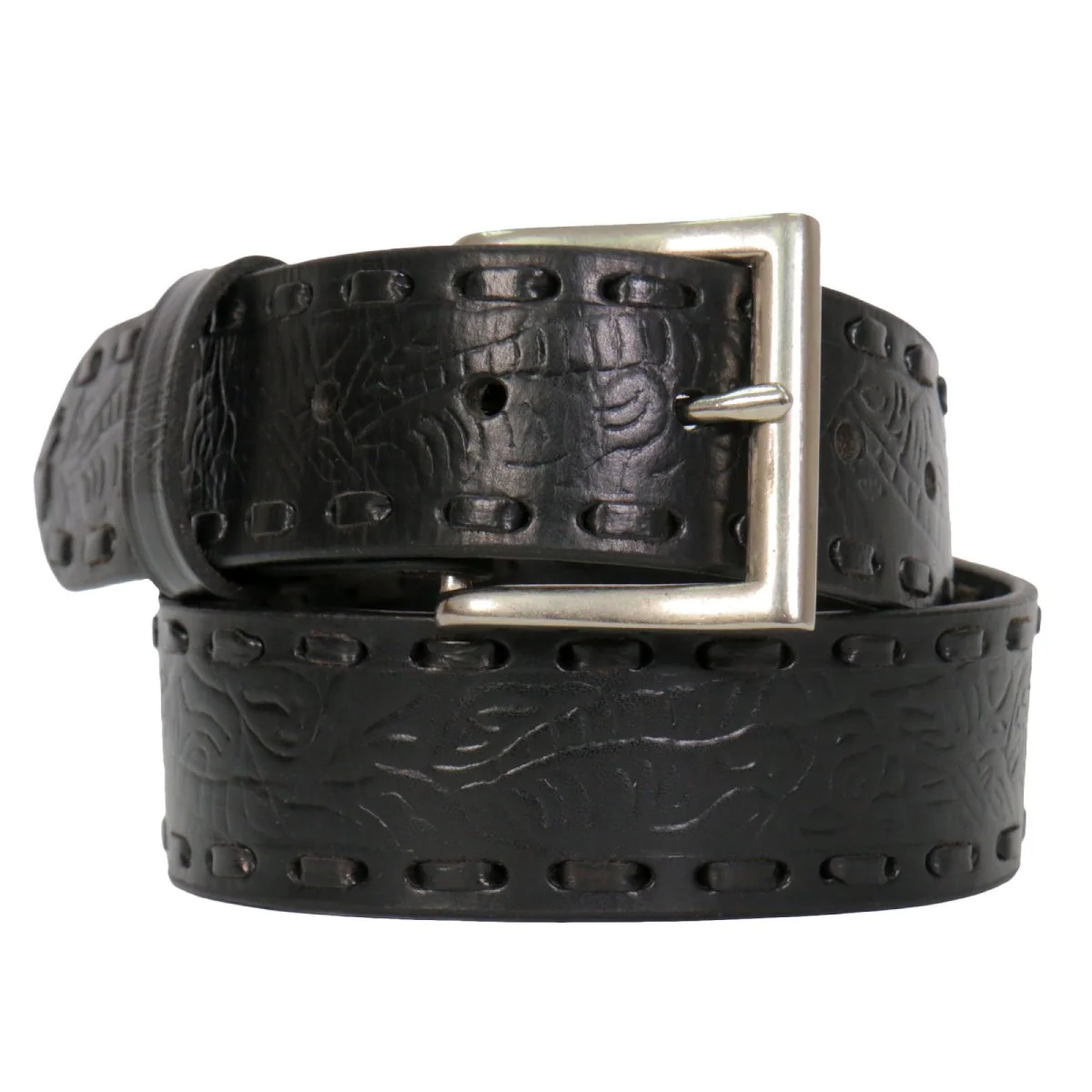 Organic Hot Leathers BLA1123 Embossed Leather Belt with Lacing Elegant