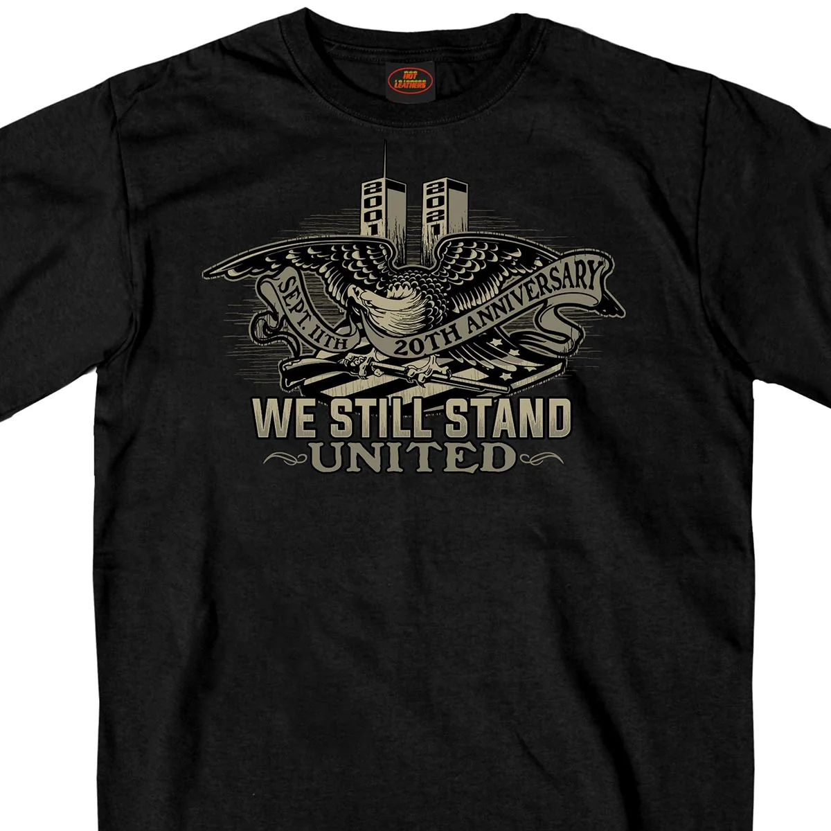 Minimalist Hot Leathers GMS1493 Men’s Black ‘9-11 United We Stand Eagle’ T-Shirt Pure