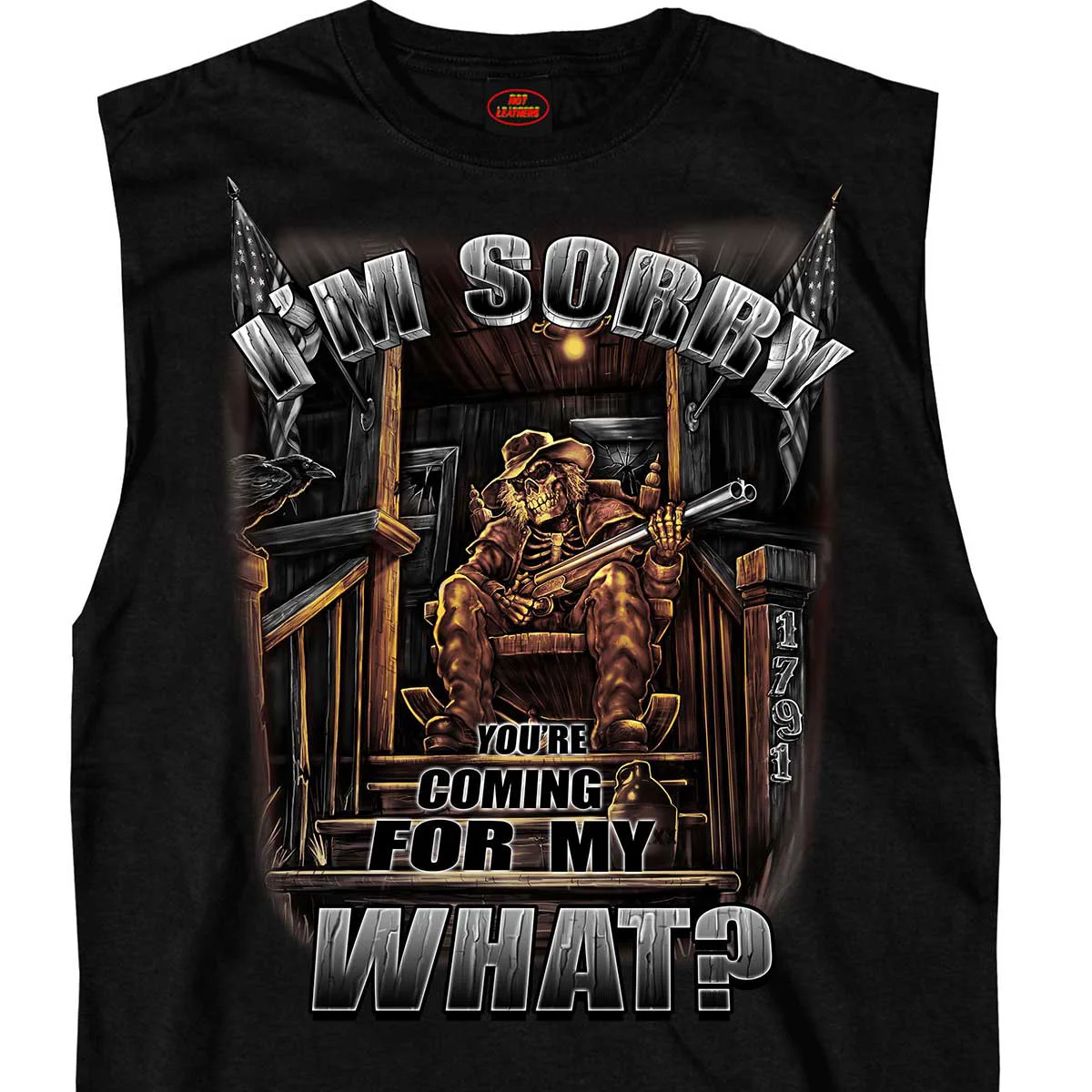 Certified Hot Leathers GMT3337 Men s Black ‘Coming For My What’ Sleeveless Tank Top Shirt Top-Quality