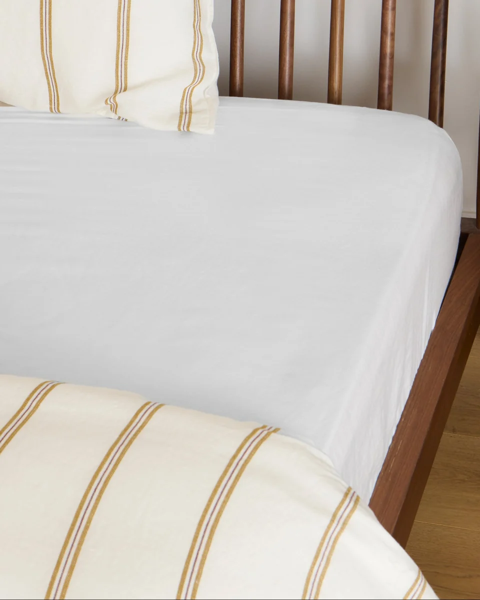 Convenient Foxford White Linen Blend Fitted Sheet Crafted