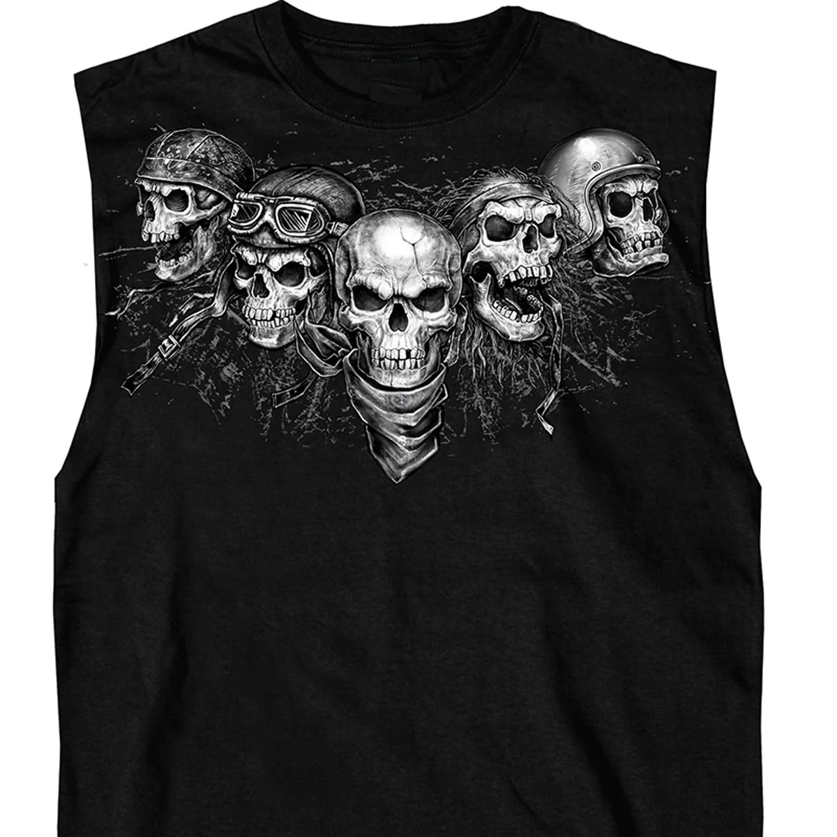 Stylish Hot Leathers GMT3423 Men s Five Skull Sleeveless Shooter Black Tank Top Shirt Functional