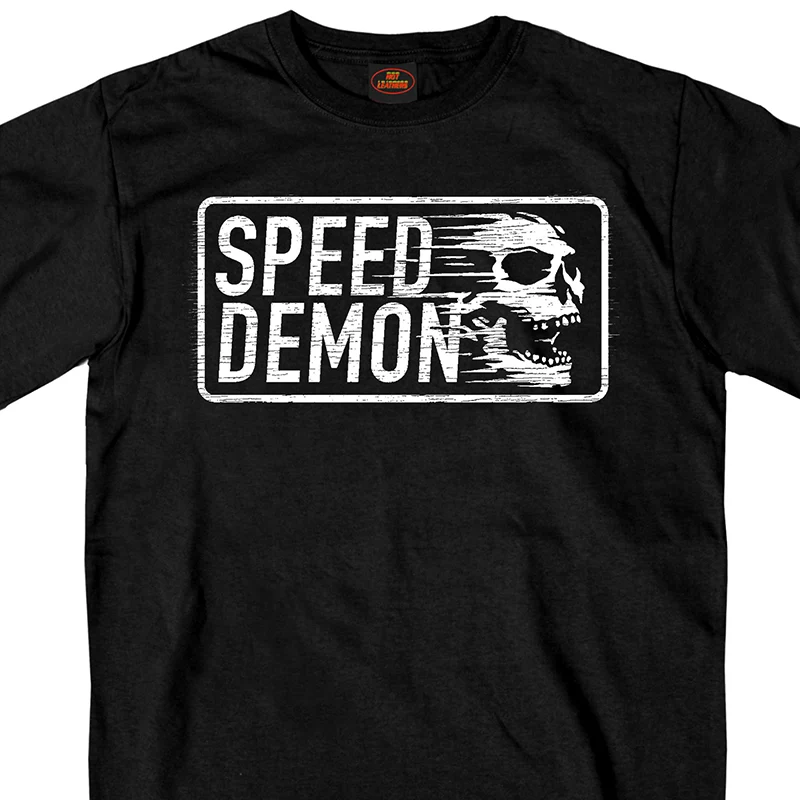 High-Grade Hot Leathers GMS1487 Men’s Short Sleeve Speed Demon Skull Black T-Shirt Comfortable