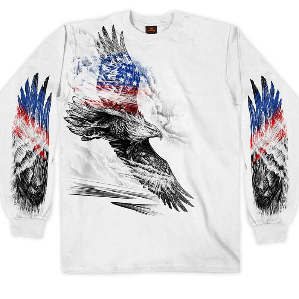 Premium Hot Leathers GMS2479 Men’s Long Sleeve Pencil Eagle Patriotic White Shirt Optimized
