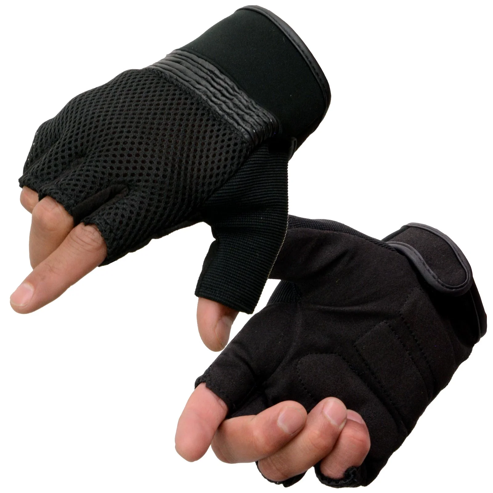 Smooth Milwaukee Leather MG7590 Men’s Black Amara Cloth Gel Palm Fingerless Motorcycle Hand Gloves W Breathable Mesh Material Genuine