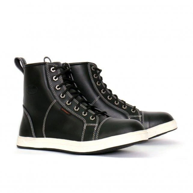 World-Class Hot Leathers Men’s White Line Black and White High-Top Riding Sneaker – BTM1014White LineWhite Line High-Quality