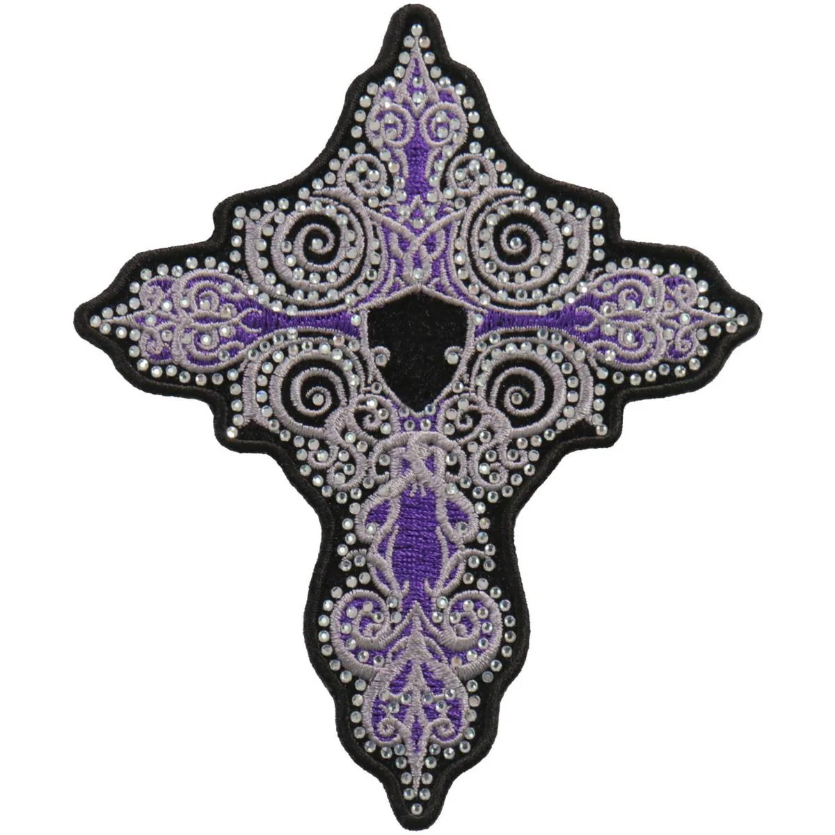 Sustainable Hot Leathers PPC3275 5 Inch Rhinestone Purple Cross Patch Professional