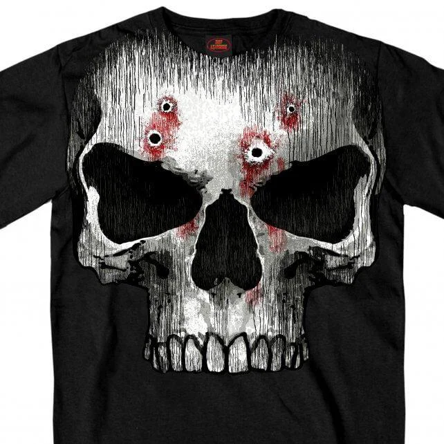 Reliable Hot Leathers GMS1467 Mens Jumbo Print Skull Bullet Holes Black T-Shirt Eco-Friendly