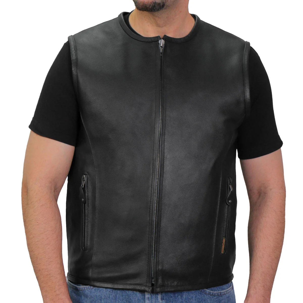 Effective Hot Leathers M1036 Men’s Black ‘Conceal and Carry’ Motorcycle Club Style Leather Zip Vest Flexible