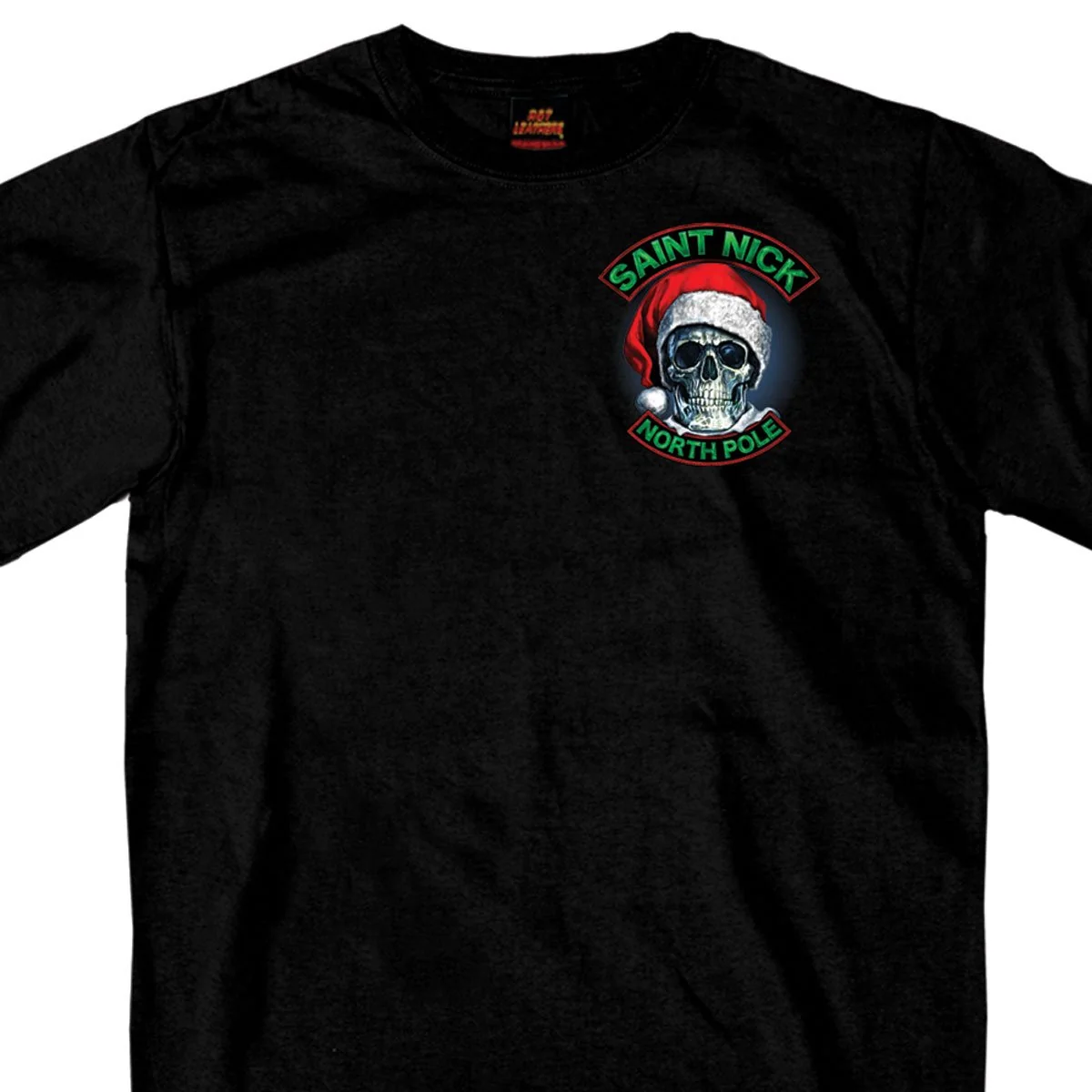 Fashionable Hot Leathers GMD1329 Men’s Saint Nick Skull Christmas Black T-Shirt Exclusive