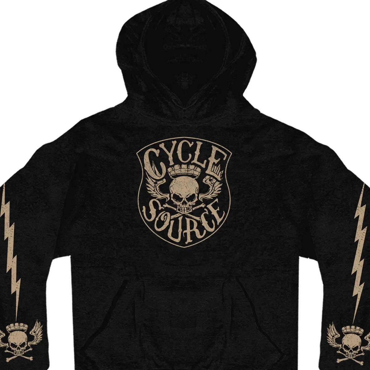 Fine Crafted Cycle Source Magazine CSM4011 Men s Knucklehead Black Hoodie Sweatshirt Contemporary