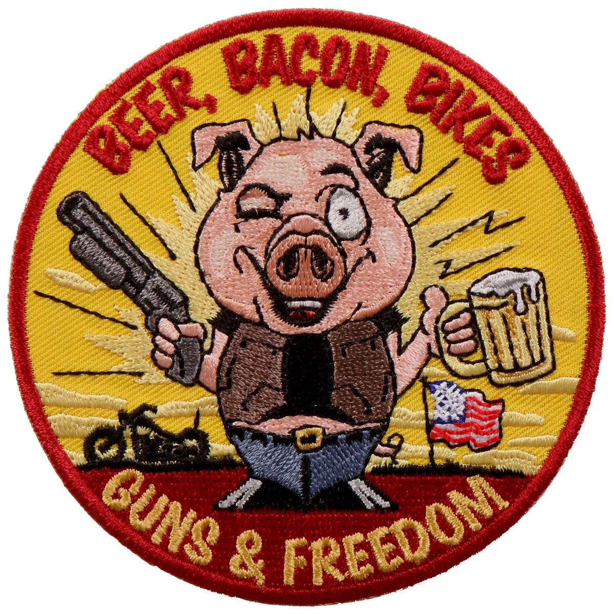 First-Class Hot Leathers PPA9753 Beer Bacon Bikes and Guns 4 x4 Patch Exceptional