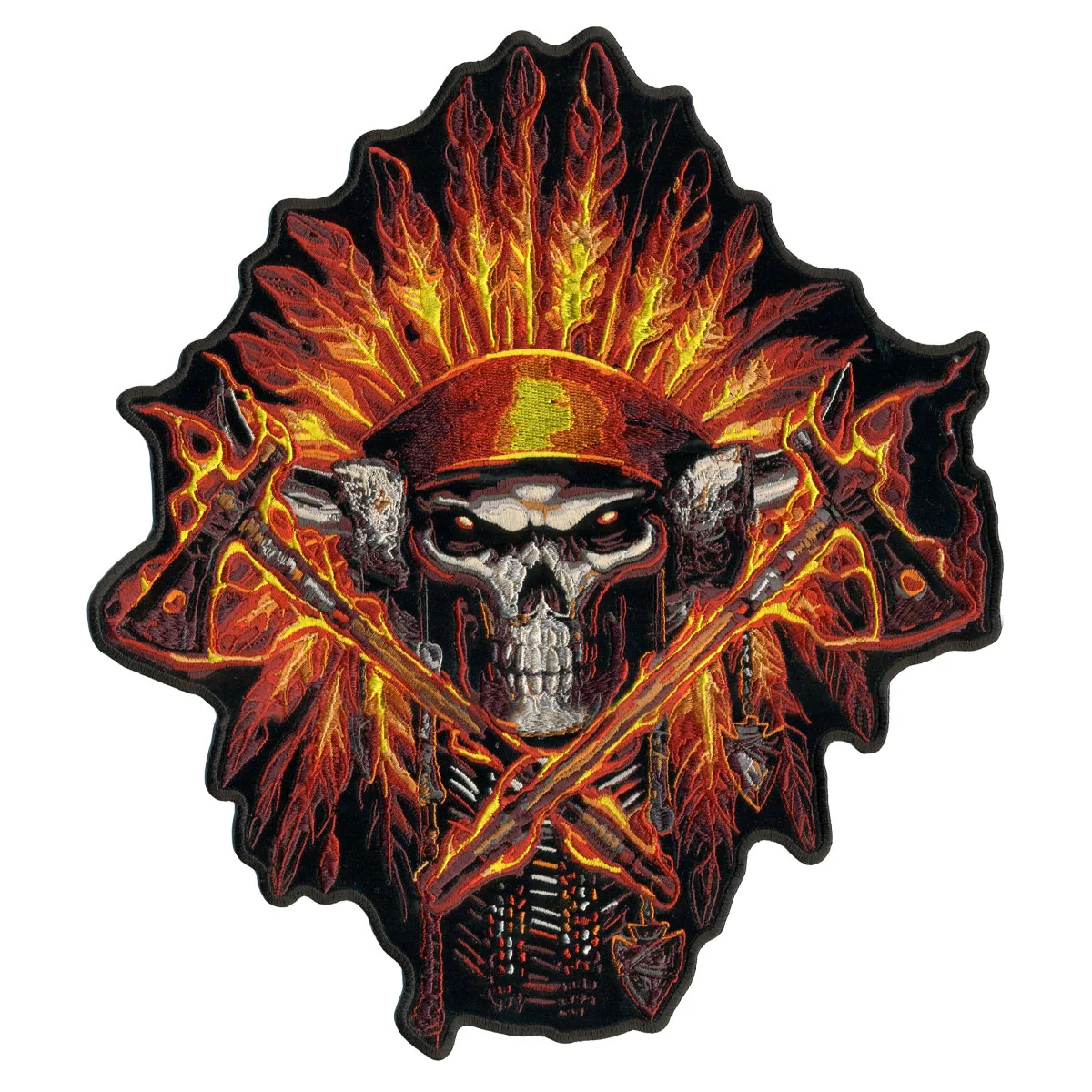Easy-to-Use Hot Leathers PPA7149 Flame Headress Indian 11 x 12 Patch Fine Crafted