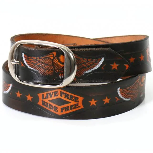 Certified Hot Leathers BLE1002 Live Ride Embossed Leather Belt Crafted