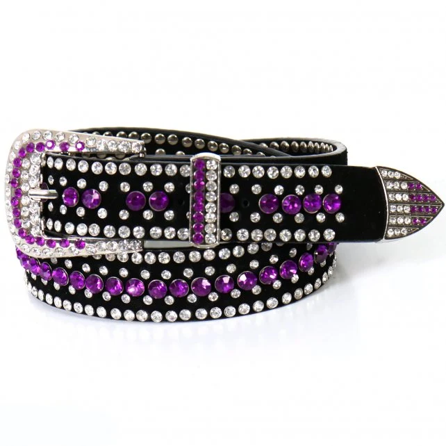 Professional Hot Leathers BLA1082 Ladies Purple Rhinestone Leather Belt Healthy