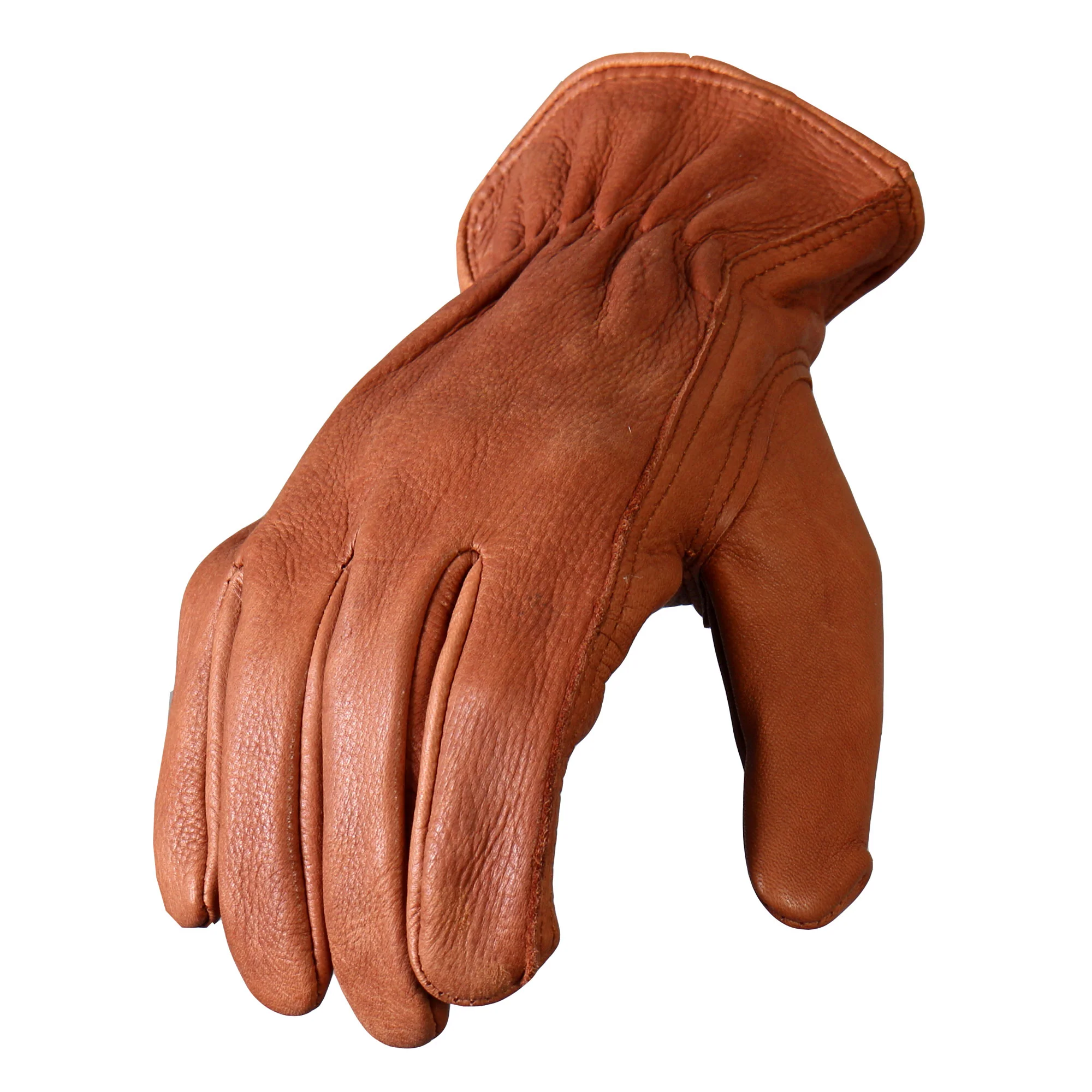 Fast Hot Leathers GVD1013 Brown Deerskin Leather Driving Gloves High-End