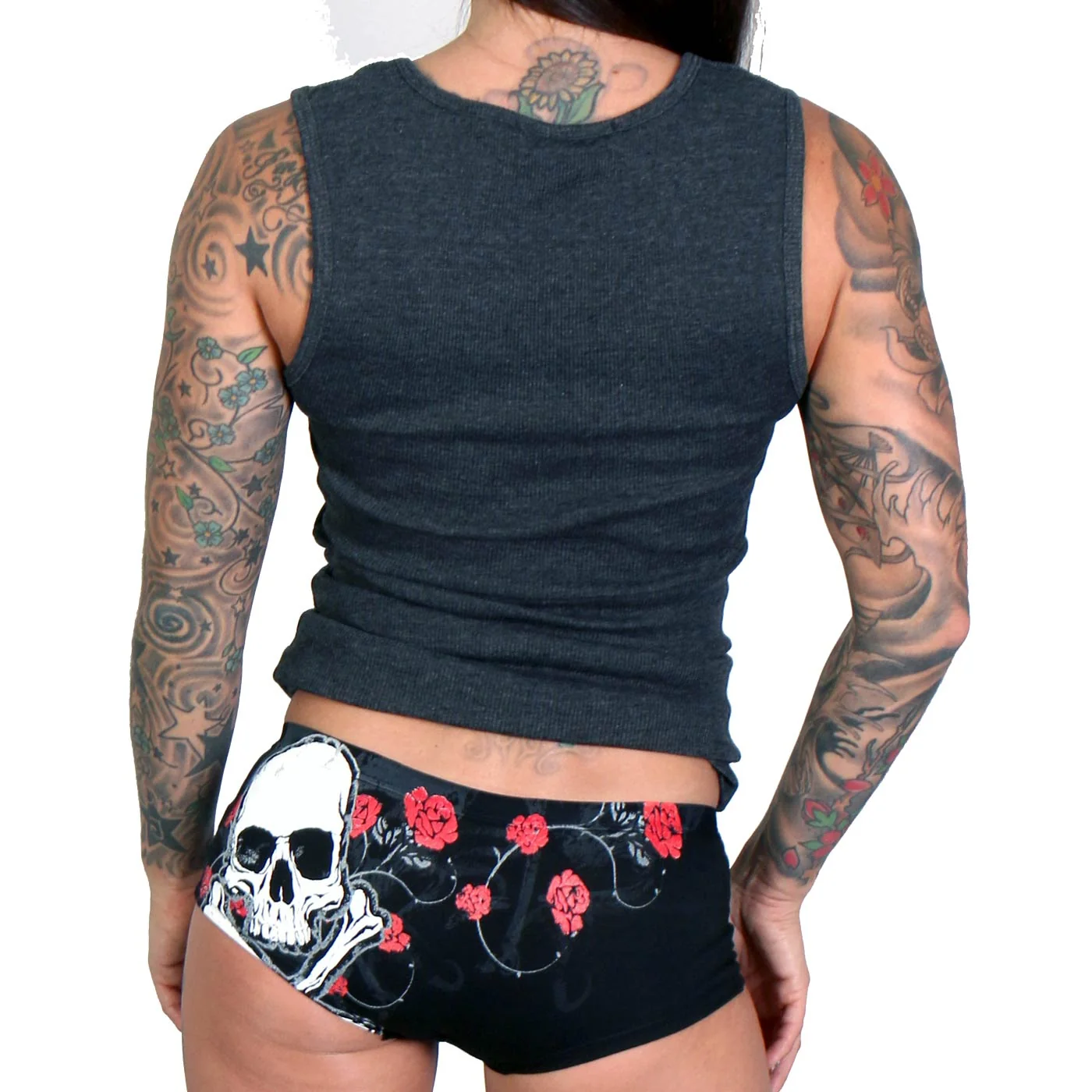 Enhanced Hot Leathers PTB7007 Red Roses Boy Shorts Functional