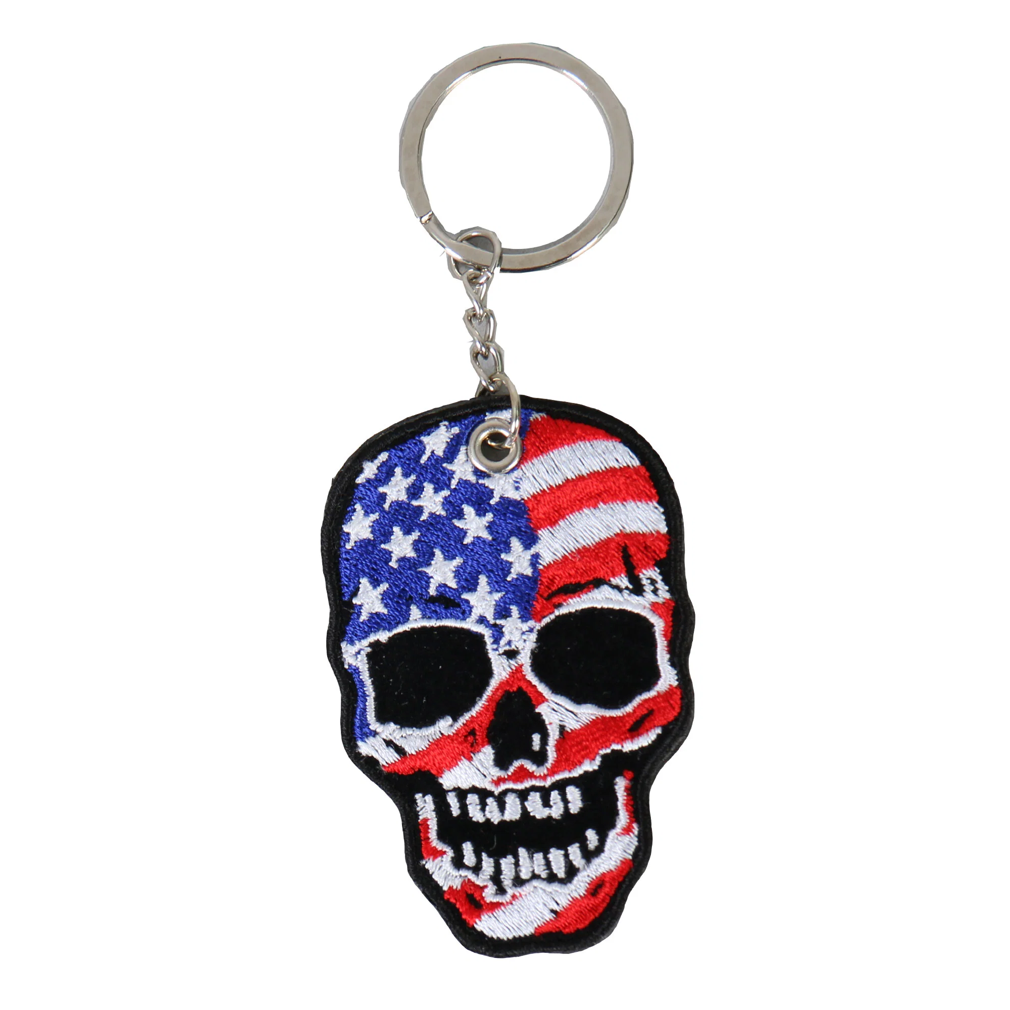 Carefully Designed Hot Leathers KCH1013 American Flag Skull Embroidered Key Chain Responsible