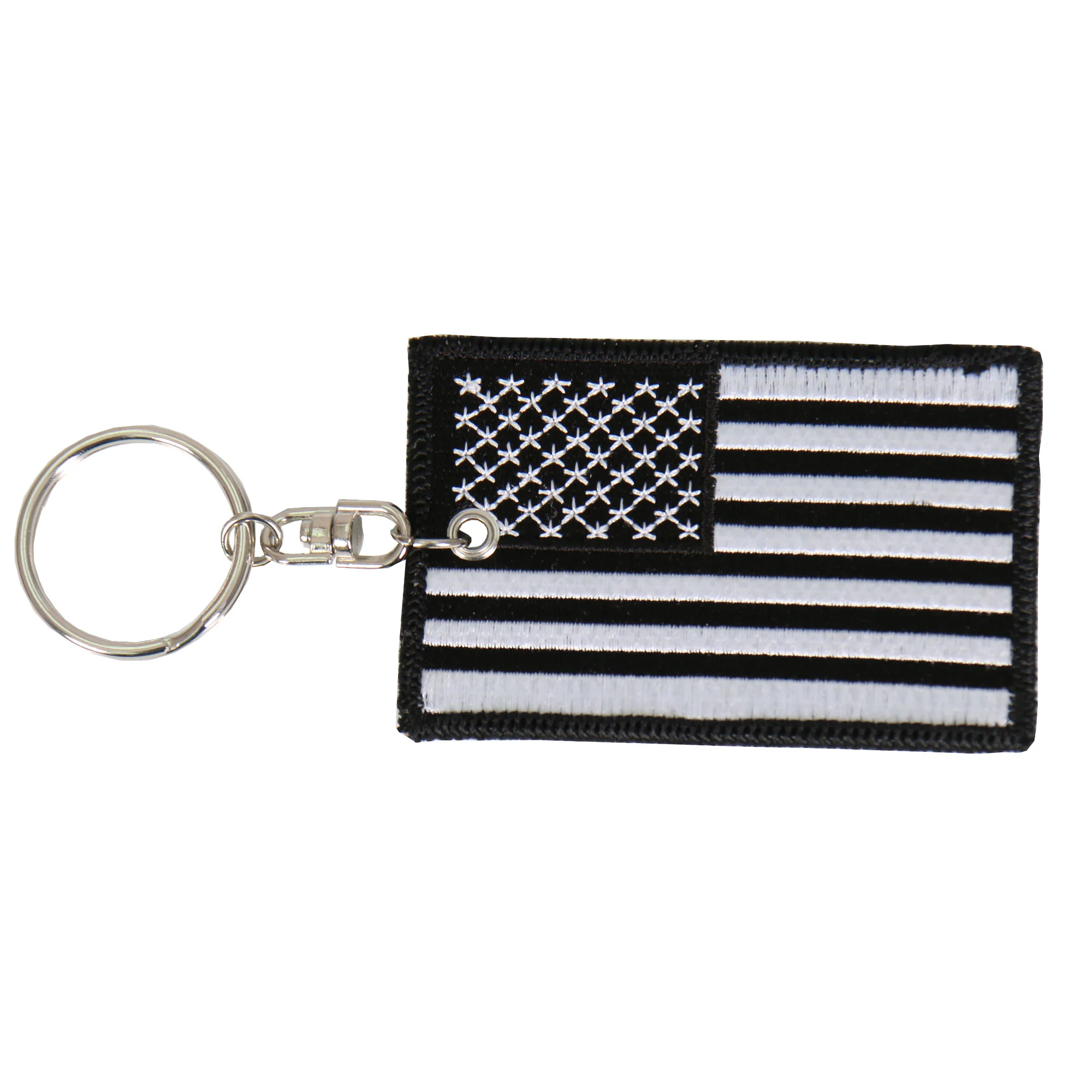 Environmentally Friendly Hot Leathers KCH1061 Black and White American Flag Keychain Flexible