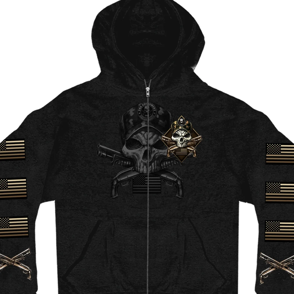 Certified Hot Leathers GMZ4415 Men s Camo Skull Black Hoodie with Zipper Closure First-Class