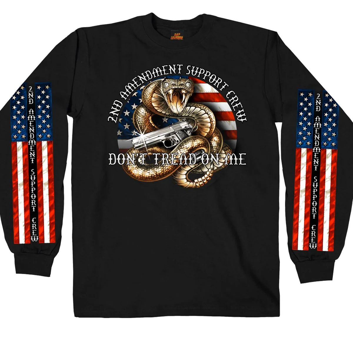 Powerful Hot Leathers GMS2371 Men s 2nd Amendment’ Long Sleeve Black Shirt Responsible