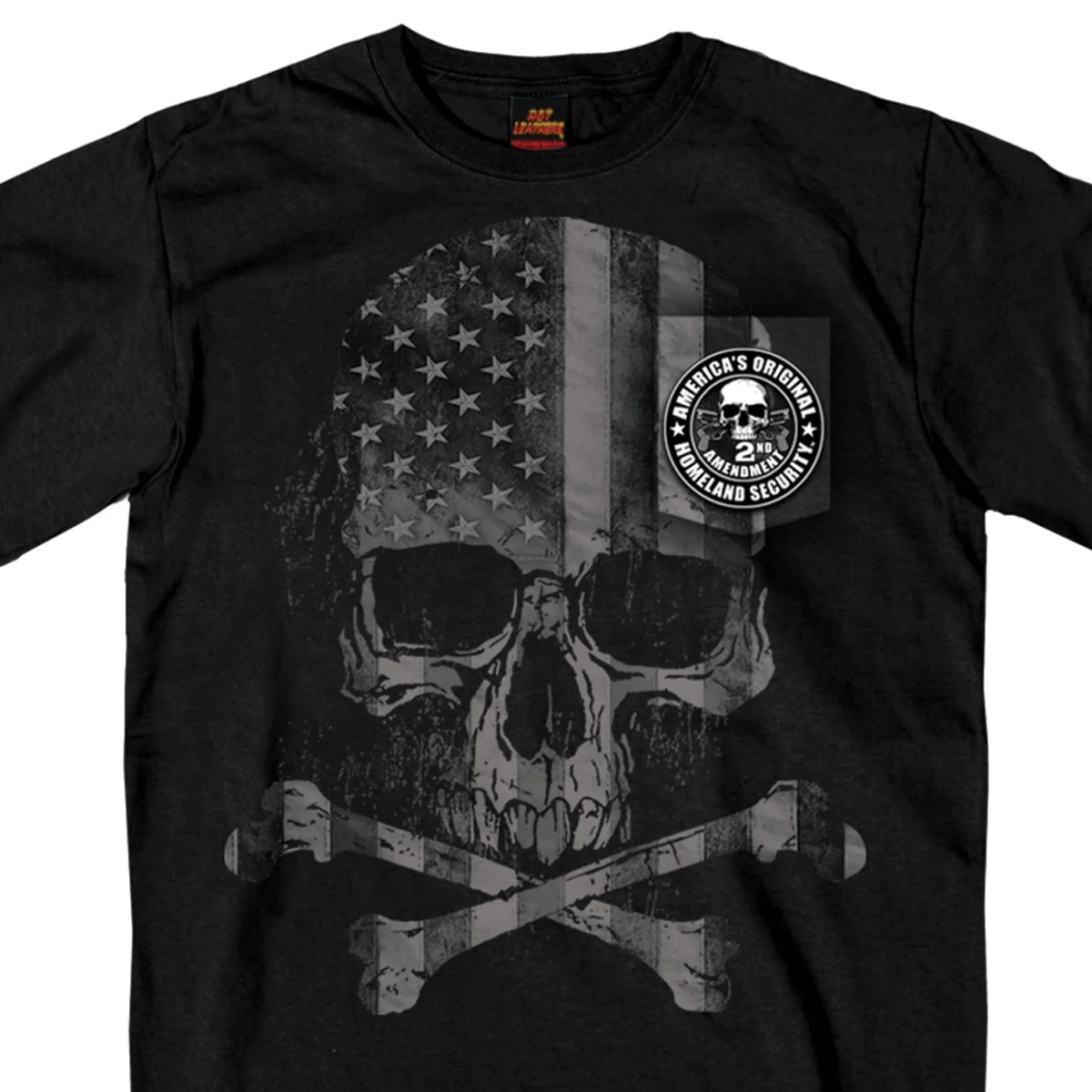 Unique Hot Leathers GMP1388 Men s Patriotic Skull Pocket Black T-Shirt Flexible