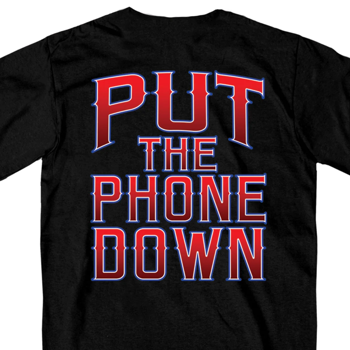 Authentic Hot Leathers GMD1346 ‘Put Down The Phone’ Mens Black T-Shirt Reusable
