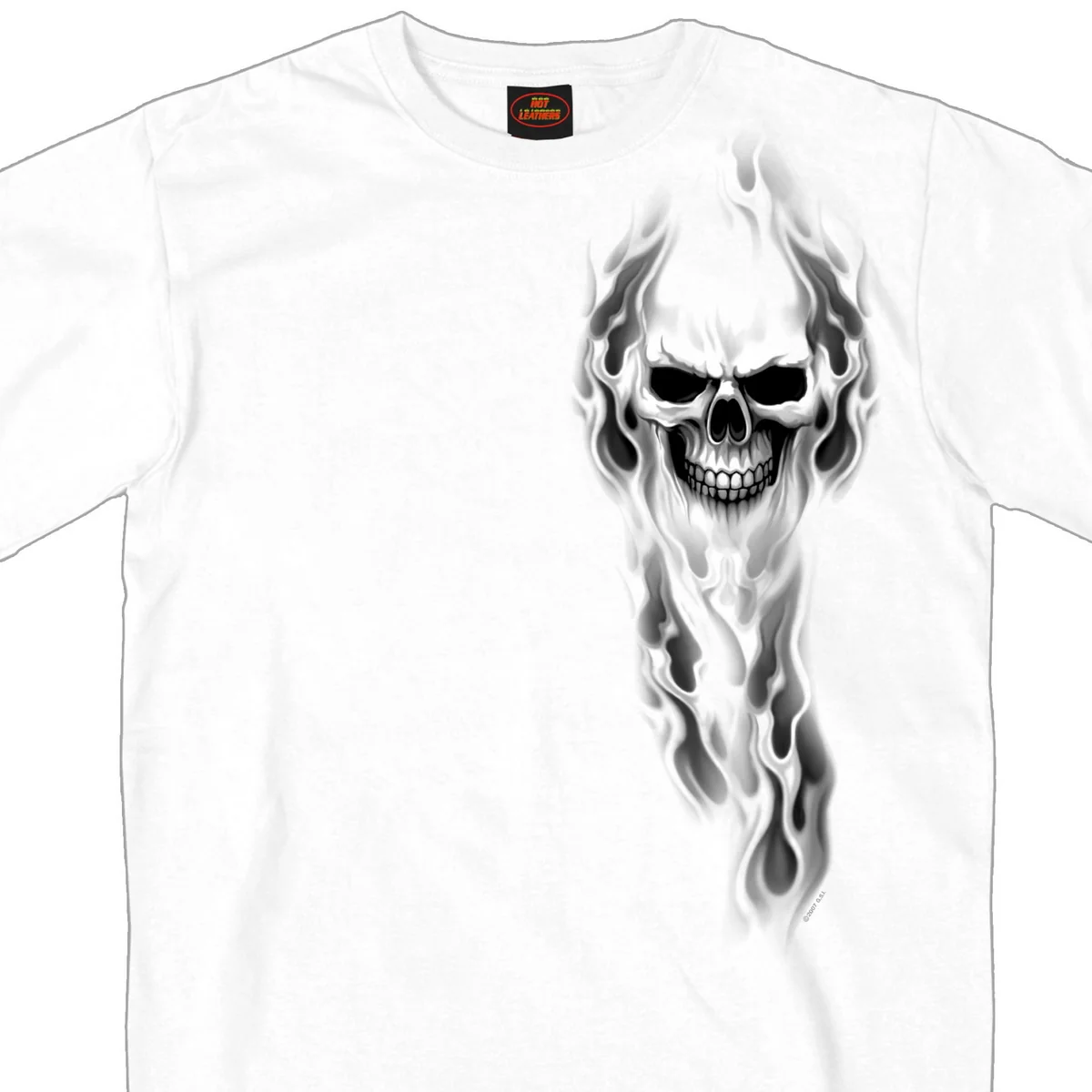 Excellent Hot Leathers GMD1080 Men’s ‘Ghost’ Skull Double Sided White Printed T-Shirt Functional