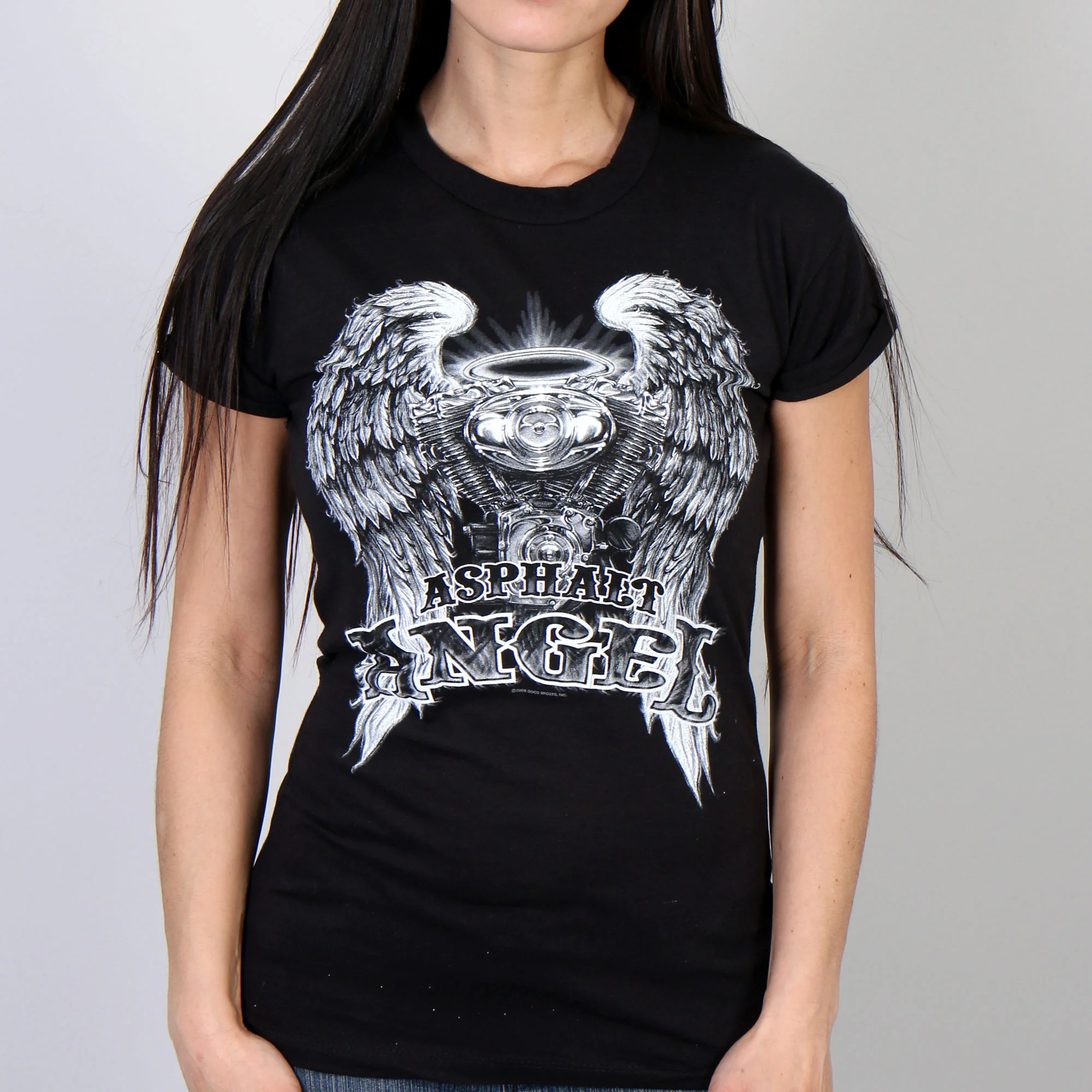 Comfortable Hot Leathers GLD1366 ‘Slit Back Asphalt Angel’ Ladies Black T-Shirt Versatile