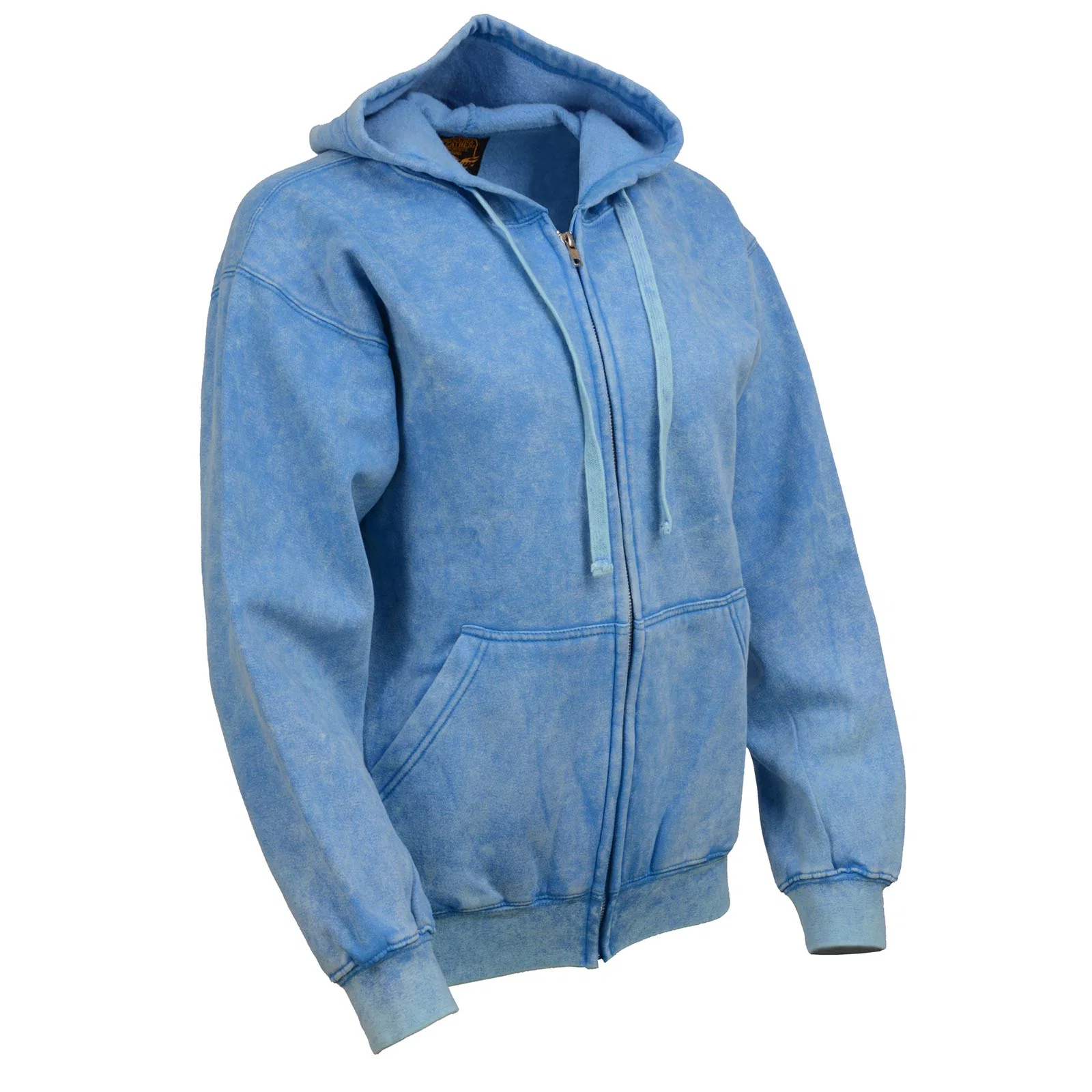 Expertly Made Milwaukee Leather MNG21621 Women’s Distressed Blue Sweatshirt Full Zip Up Long Sleeve Casual Hoodie – with Pocket Traditional